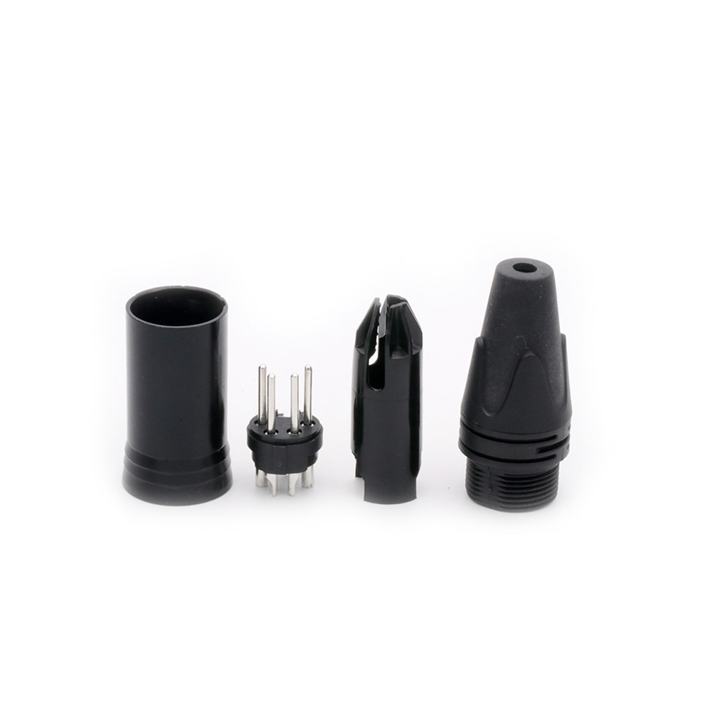 Connecteur de câble de micro XLR mâle à 4 broches, nickelé, 4 pôles, noir, , 10 pièces/lot
