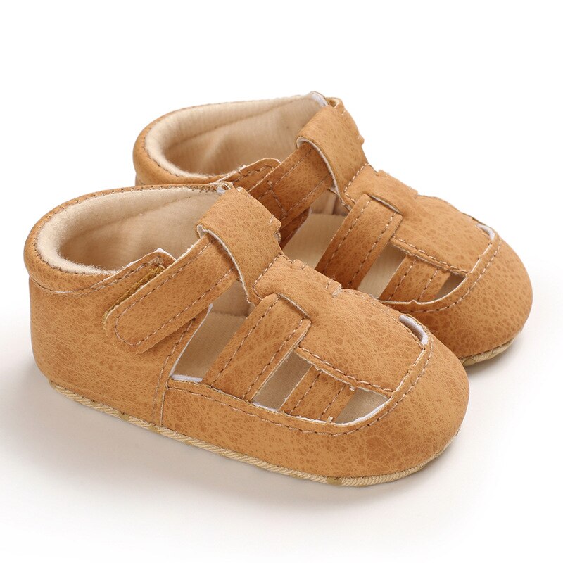Sommer baby takrenne sandaler lerret baby sko stjerne myk såle krybbe joggesko sandaler sko baby sko 0-18m: C -629- lysebrune / 0-6 måneder