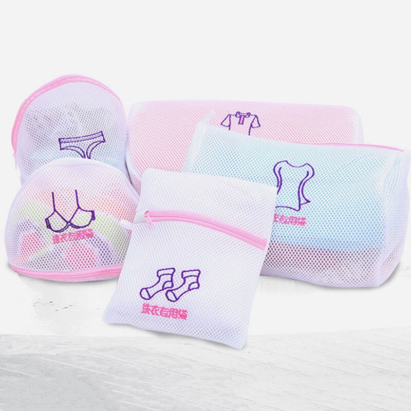 Clothes Washing Machine Laundry Bra Aid Sock Mesh Net Wash Bag Pouch Basket 5 Sizes