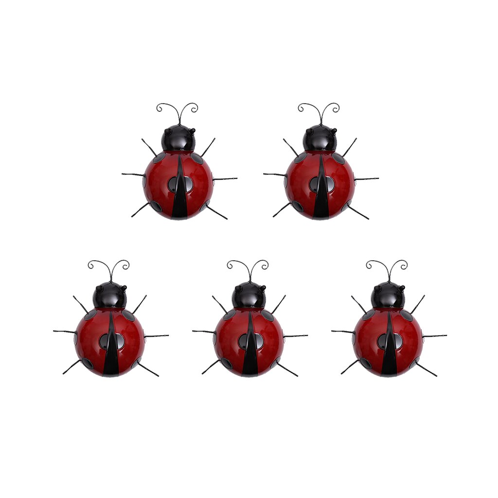 5x Ladybug Insect Ornament Home Garden Decor Wall Hanging Art Craft 10cm Red
