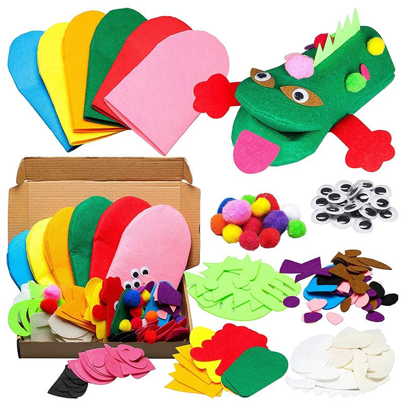 1 Set Kids Vilt Craft Set Handpop Maken Kit Diy Art Craft Levert Diy Handgemaakte Materiaal Kit Vilt Ambachtelijke handpop Kit