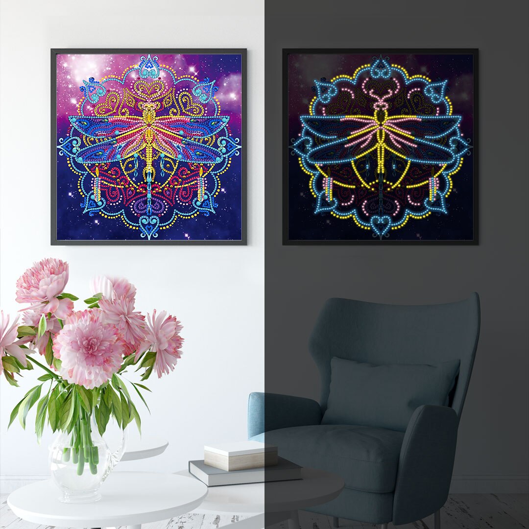 5D Luminous Diamond Painting Butterfly Night Animal Kits for Adults Kids Glow in The Dark Beads Diamond Art Painting Pictures: 03