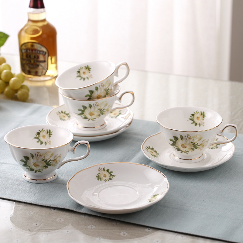 Juego de tazas de té de Taza de Café de Cerámica chino de con de flor, juego de tazas de té elegantes y platillo, juego de cuchara, el mejor