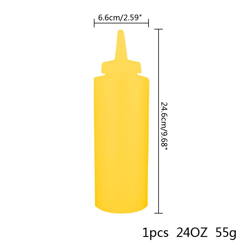Botella de plástico de alimentaria para cocina, botella exprimible de 8OZ/12OZ/24OZ, para salsa de aceite de oliva, Ketchup, Mustard, Mayo, utensilios para barbacoa: 1pcs 24oz yellow