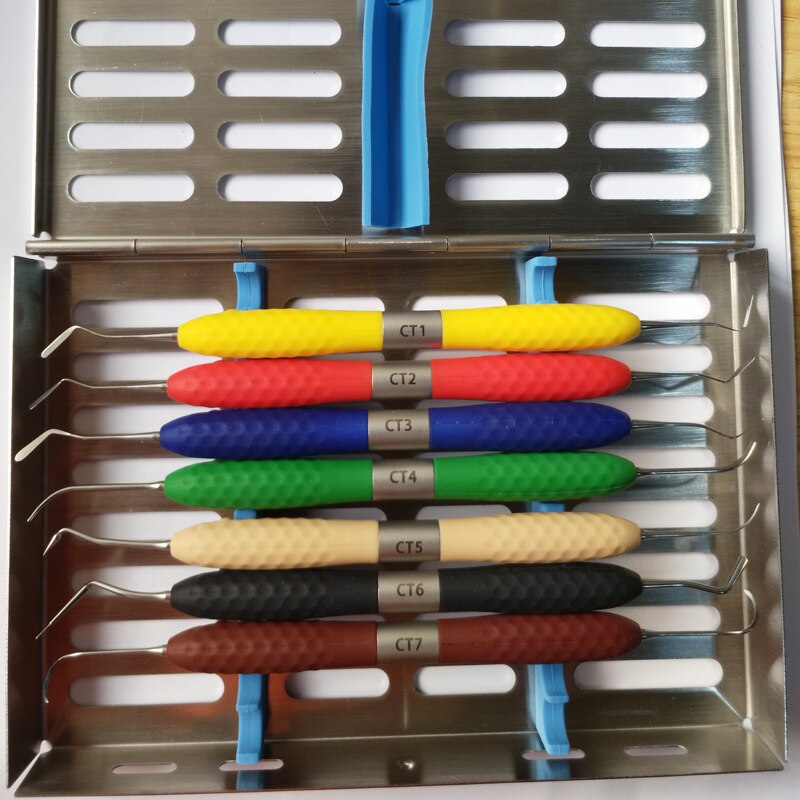 Resina dental, herramientas para esculpir, restauración estética, 7 Uds. Con caja de esterilización de alta temperatura, kit de herramientas de mano lm