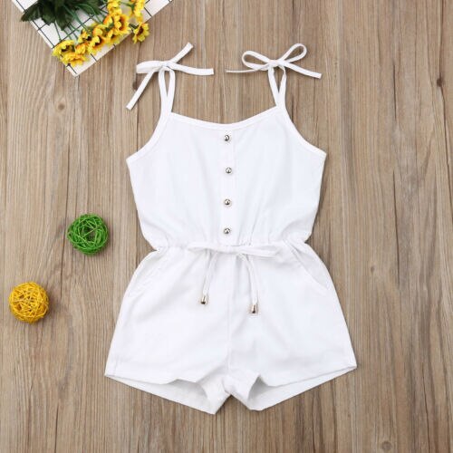 Newborn White Romper Baby Boy Girl Sleeveless Romper Playsuit Jumpsuit Outfit Summer Toddler Baby Clothes