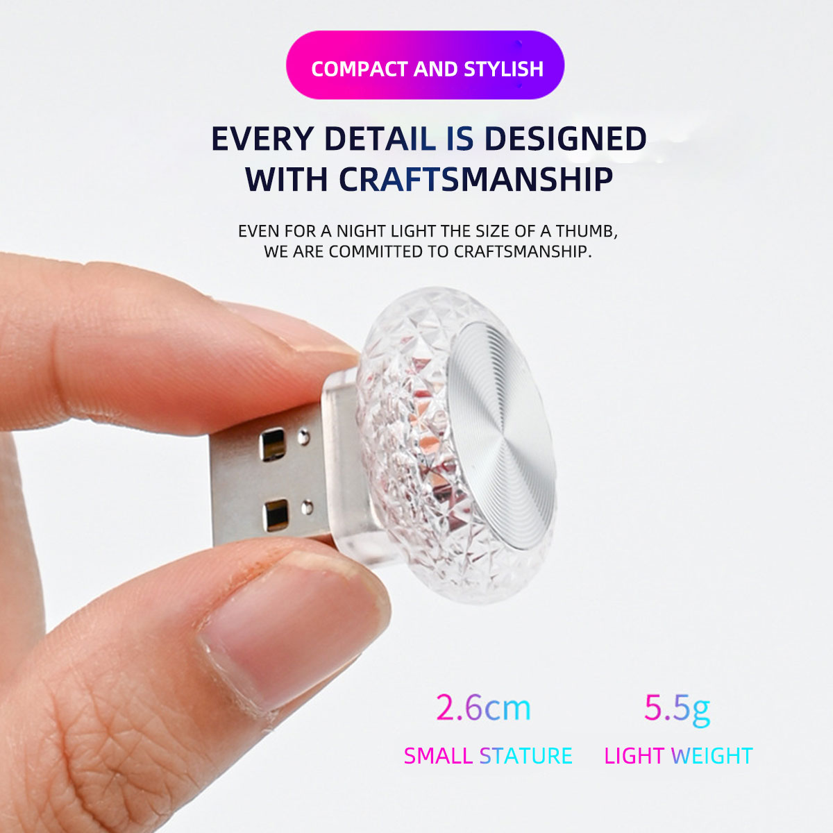 1x RGB Auto USB Omgevingslicht Mini LED Decoratieve Sfeerlampen Voor Auto Interieur Omgeving Licht Computer Licht Plug Play