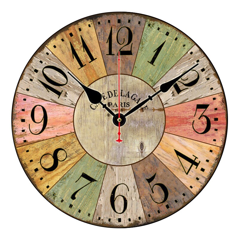 Nuevos Relojes Retro de madera para colgar en la pared, de moderno, Vintage, rústico, Retro, para decoración del hogar, oficina, cafetería: 07