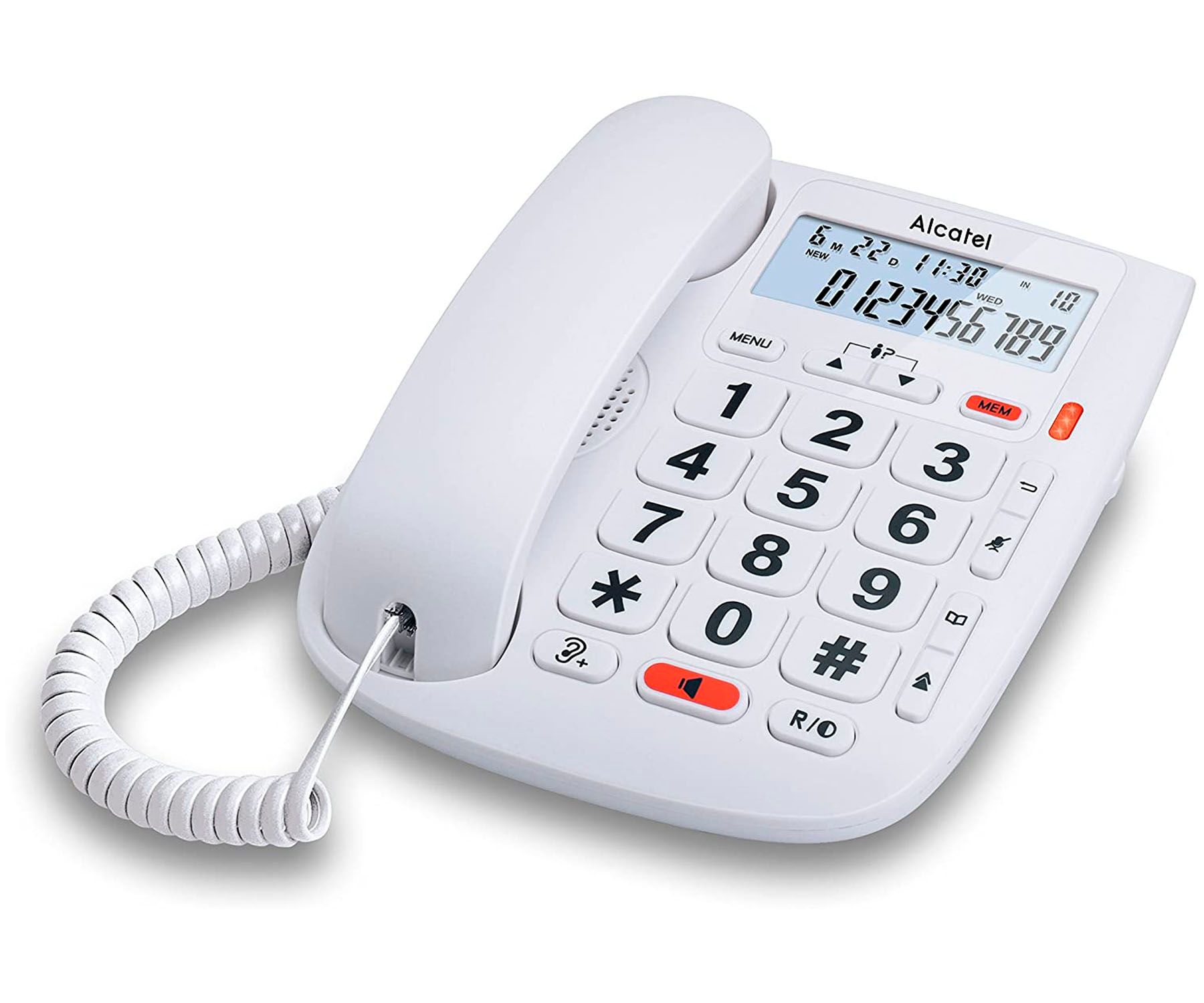 ALCATEL TMAX20 BLANCO TELÉFONO FIJO CON CABLE TECLAS GRANDES MANOS LIBRES