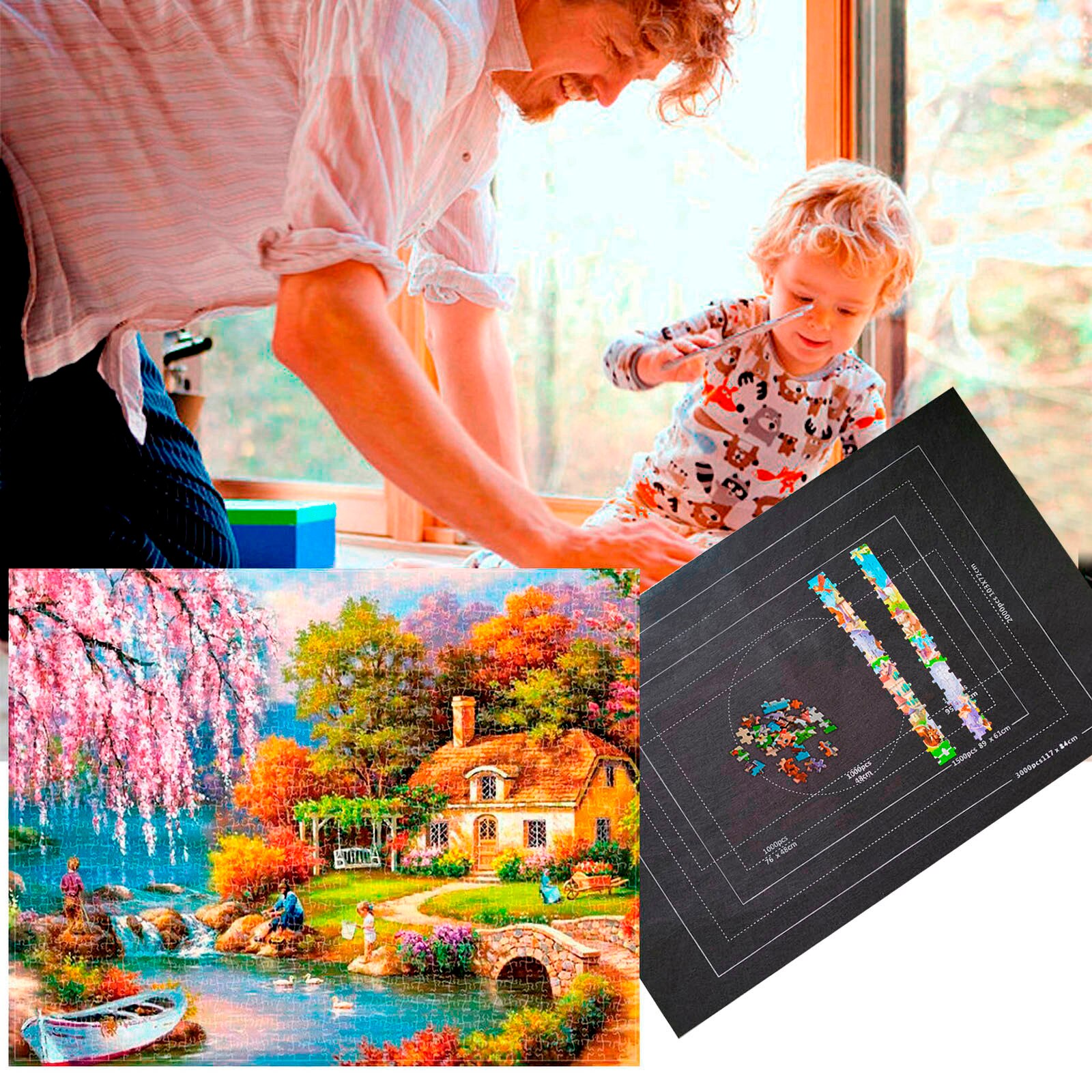 Puzzles Mat Jigsaw Roll Felt Mat For Up to 3000 Pcs Puzzle Puzzle Blanket Roll Storage Mat Educational Toys