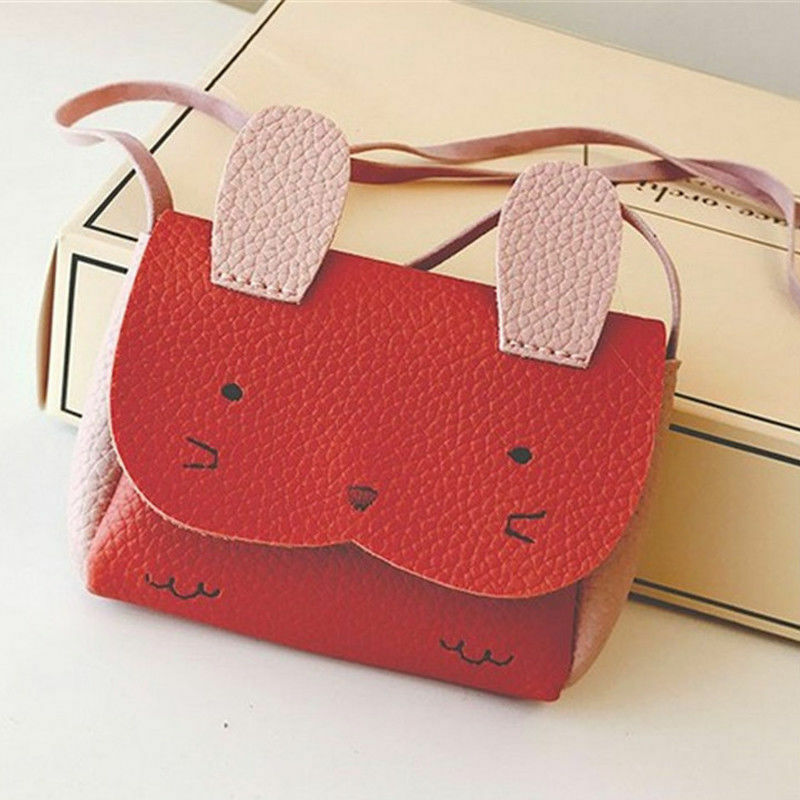 Baby børn mønt punge piger børn søde kanin mini lille tegnebog mønt skulder messenger taske: Rød