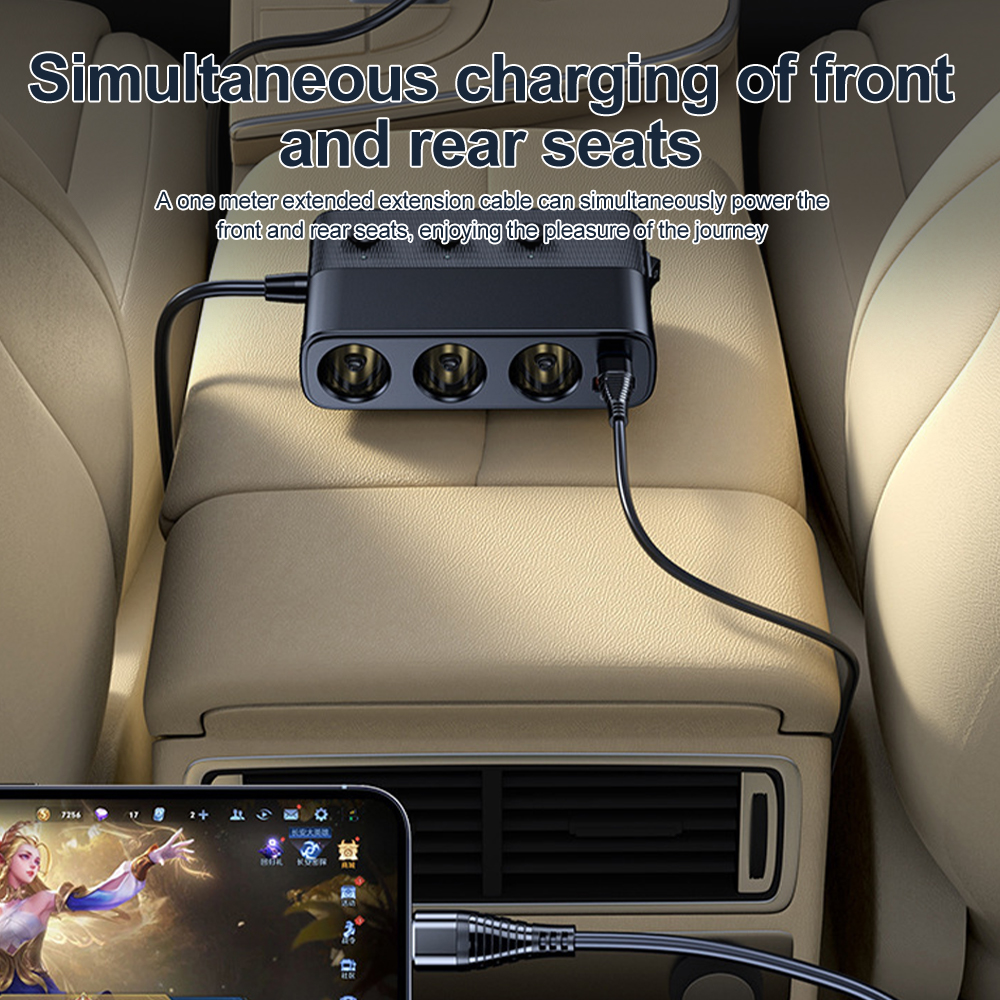 128W Autolader Splitter Multi Poorten PD30W QC3.0 Sigarettenaansteker Adapter Sigarettenaansteker Splitter met Schakelaar