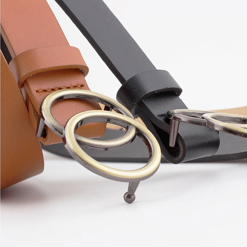 Riemen voor vrouwen dubbele ring riem pu leer metalen gesp taille riem dames casual jurk jeans wilde tailleband
