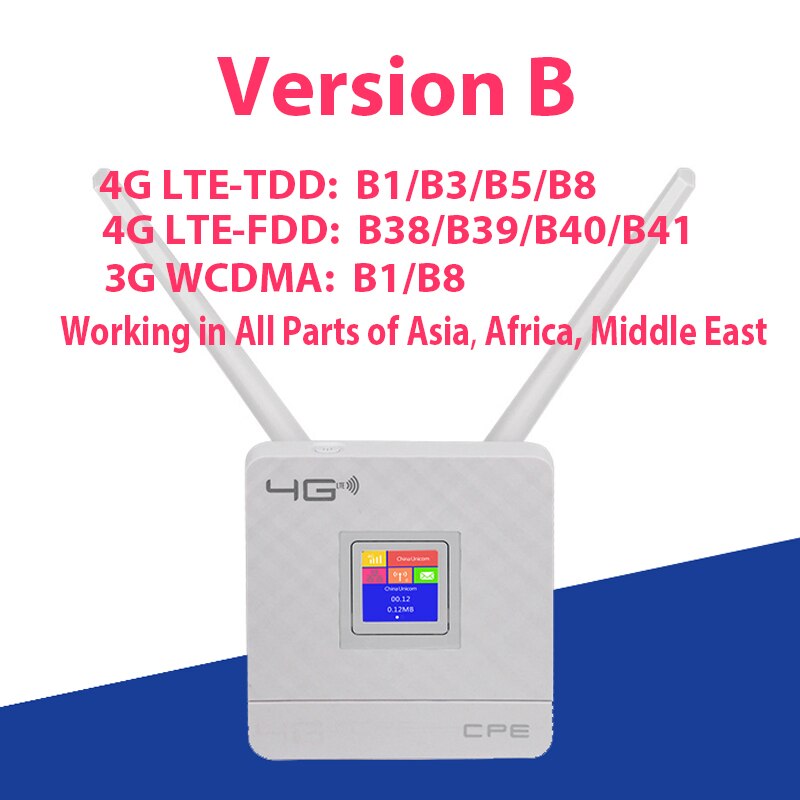 4G Lte Wifi Router Met Sim Card Slot CAT4 150Mbps Draadloze Cpe Fdd/Tdd Unlock Modem Externe antennes Wan/Lan RJ45: Verion B