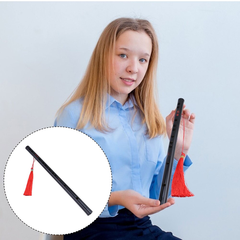 Chinese Stijl Bamboe Fluit Kids Volwassenen Zwarte Fluit Met Kwastje Voor Beginner: Black E
