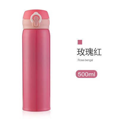 Termo portátil de , botella de agua de acero inoxidable para niños y niñas, termos, taza con aislamiento, gran capacidad, termo para estudiantes: Rose red