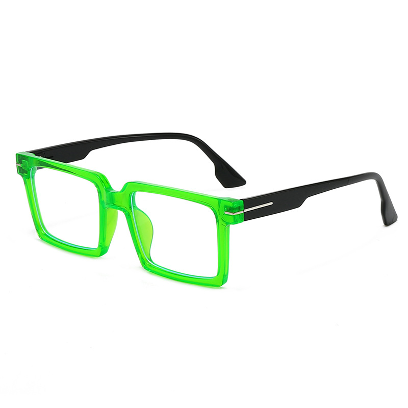 European and American fashionable square frame glasses, daily decoration for men and women, anti-blue light glasses for shopping: green
