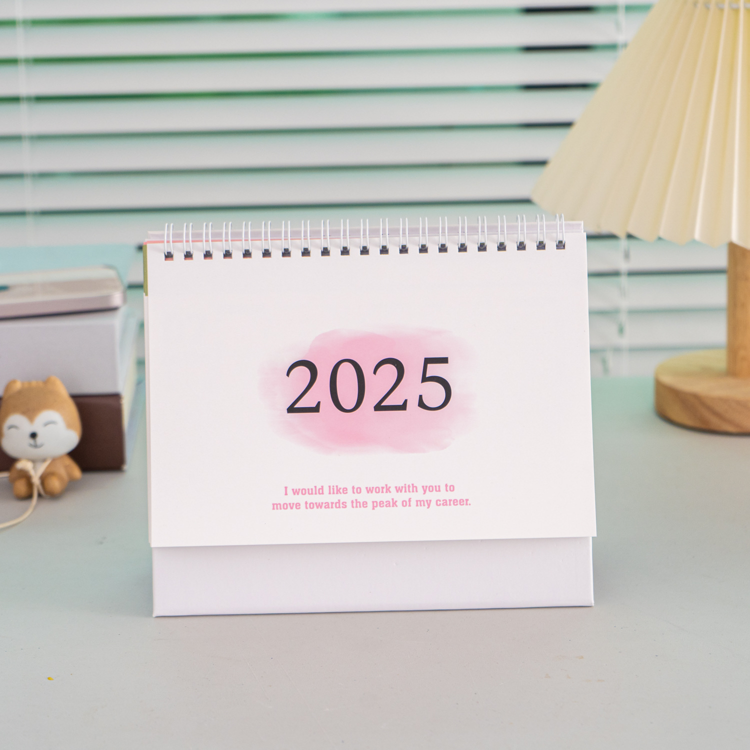 INS-Calendrier de bureau avec note mémo, grand calendrier à rabat, calendrier de bureau simple, licence mensuelle, anglais 2025, maison, bureau, école: YELLOW