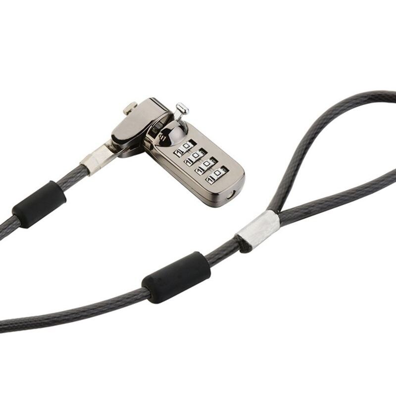 Notebook laptop combinatieslot beveiligingskabel  - 4- cijferige wachtwoordbeveiliging, diefstalbeveiliging - met stevige dikke zwarte beveiliging