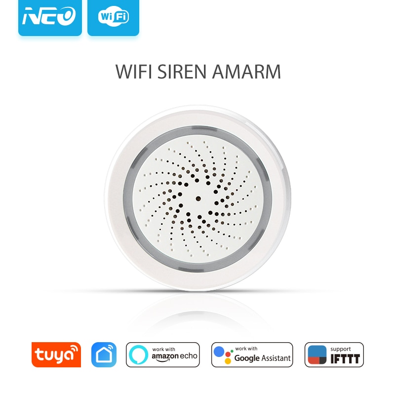 NEO NAS-AB02WT Temperature Humidity Alarm Sensor Wifi Siren Tuya Compatiable With Echo Google Home Assistant