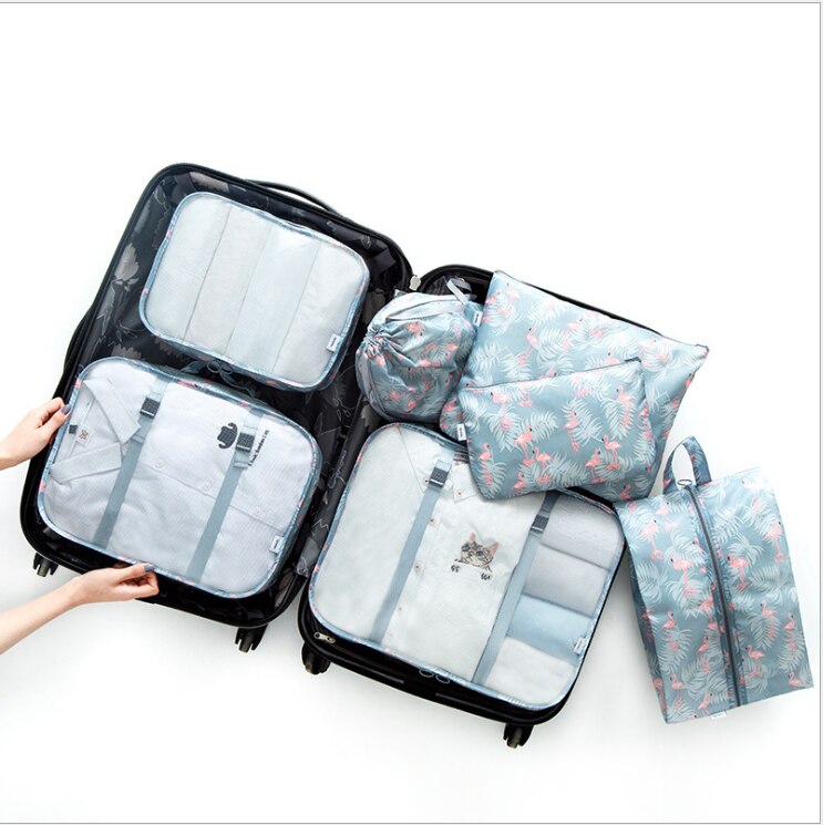 7 stk/sæt pakningsterning til kuffert rejser organisator taske kvinder mænd sko tøj bagage rejsetasker: H