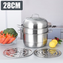 1 pcs 3 layer Thicken Stainless Steel Three-tier Multi-function Steamer Soup Steaming Pot Cookware Cooker Gas Stove supplies