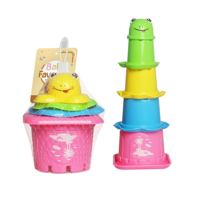 3 Soorten 5Pcs Baby Cartoon Dier Bad Stapelen Torens Cups Douche Speelgoed Bad Strand Educatief Speelgoed Voor pasgeborenen Kinderen