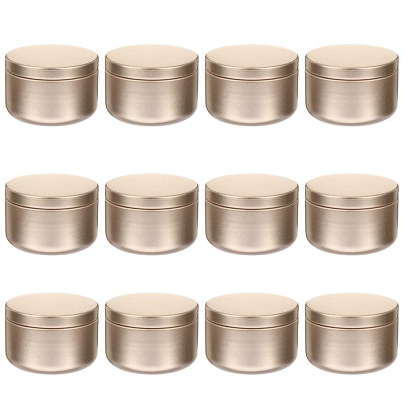 12 Stuks Metalen Kaars Blikken Kaars Container Reizen Tins Diy Kaars Maken Potten: Golden 2