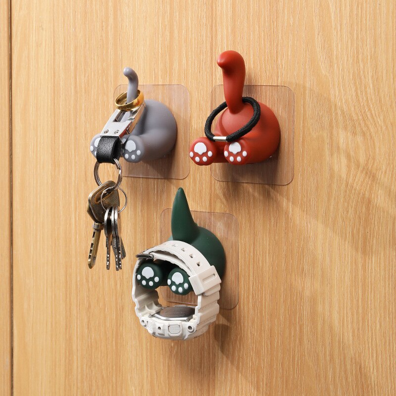 Cartoon Haken Universele Zelfklevende Haak Fun Animal Staart Muur Haken Multifunctionele Opslag Haak Voor Muur Koelkast Deur Thuis decor