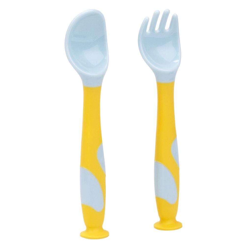 Qshare ensemble de cuillères et fourchettes flexibles pour #39 ustensiles de cuisine pour enfants ustensiles de pliage pour l'alimentation ensemble de salle à manger: Jaune