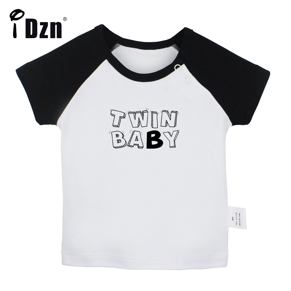 Idzn Zomer Twins Baby B Fun Art Gedrukt Baby Jongens T-shirts Leuke Baby Meisjes Korte Mouw T-shirt Pasgeboren katoenen Tops Kleding