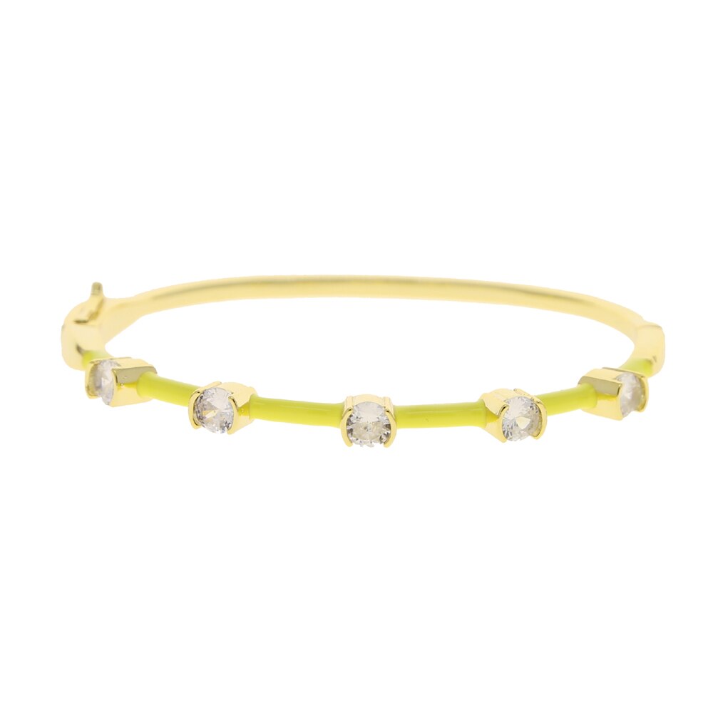 Interno 58-60mm cinturino in smalto pastello Color oro chiaro CZ estate colorato moda donna ragazza nuovo braccialetto braccialetto: yellow