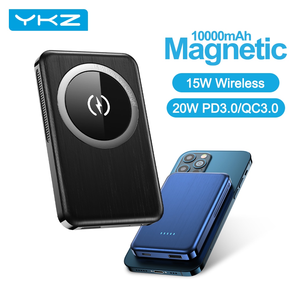 YKZ Magnetic Power Bank PD 20W Fast Charging 10000mAh 15W Wilreles Powerbank External Battery For iPhone12 Pro Max Samsung S21