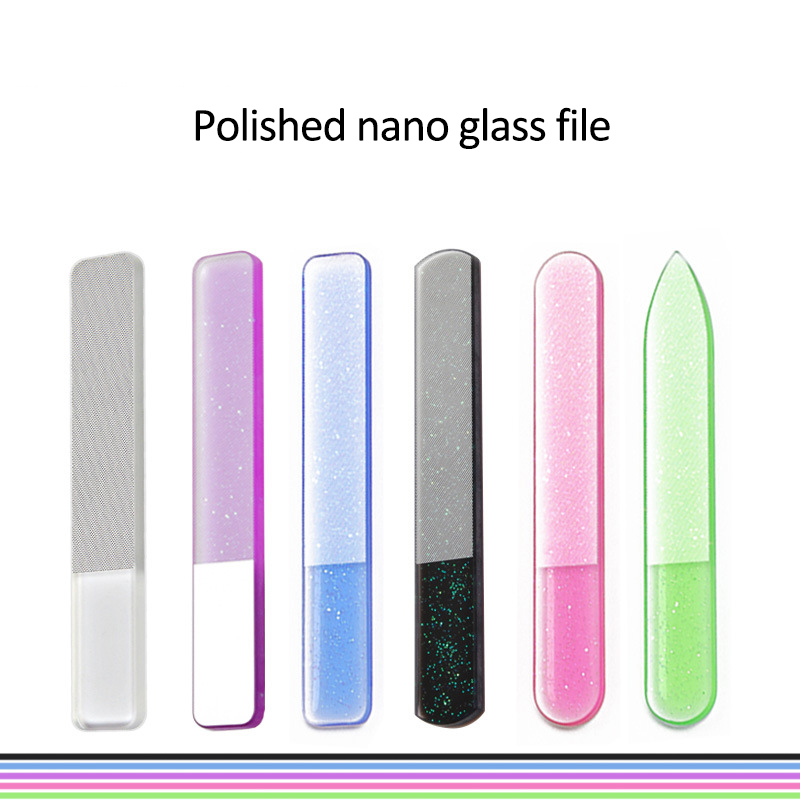 Limes à ongles en verre Nano, ponçage Transparent, polissage, meulage, tampon à ongles, lime Durable, outil de manucure, 1/5 pièces