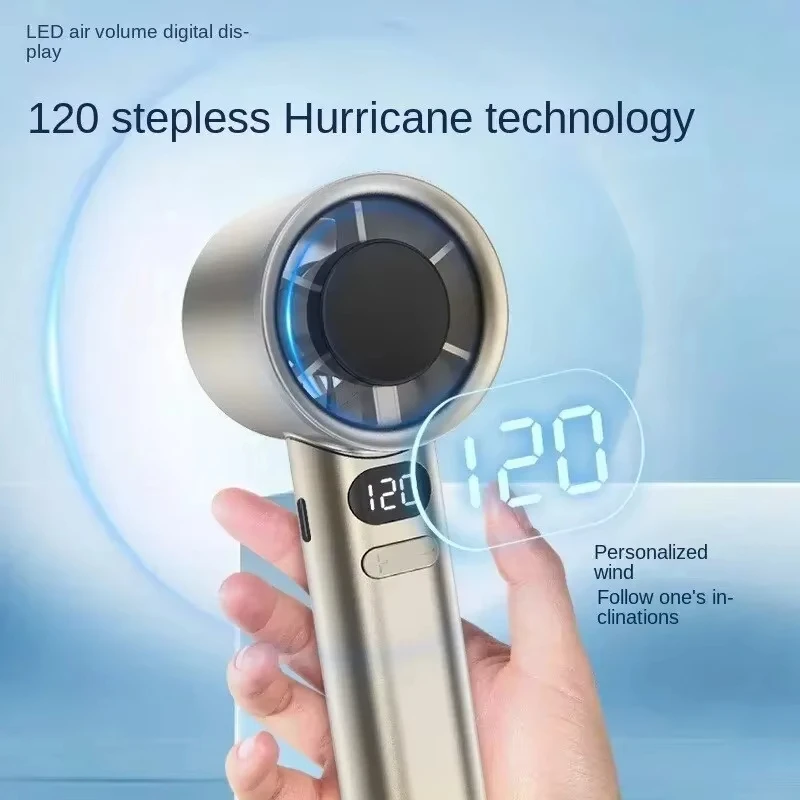 Ventilador de mano de 120 engranajes, miniventiladores de mano sin aspas portátiles de 120 velocidades de viento, ventilador eléctrico USB recargable para oficina