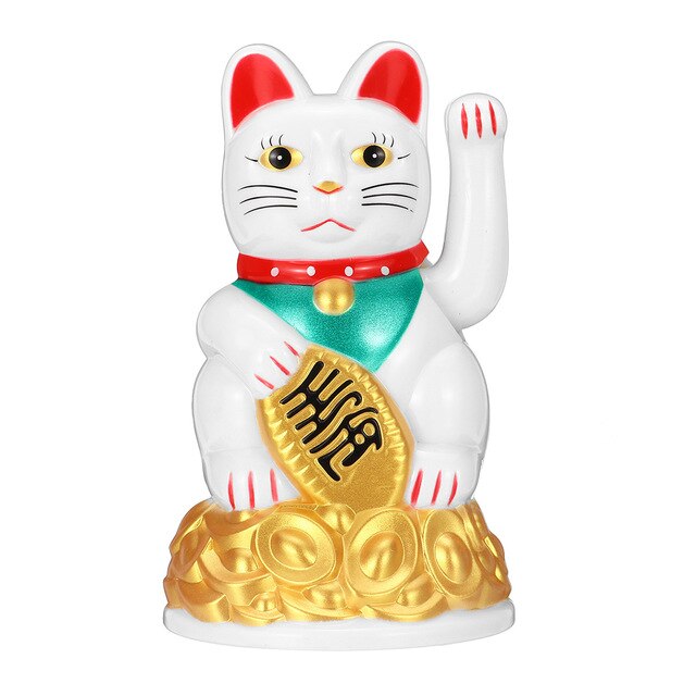 1Stck Schwarz Klassische Glück Reichtum Elektrische zwinkern Katze Winken Katze Zuwinken Maneki Feng Shui Handwerk Wohnkultur Weihnachten: Weiß