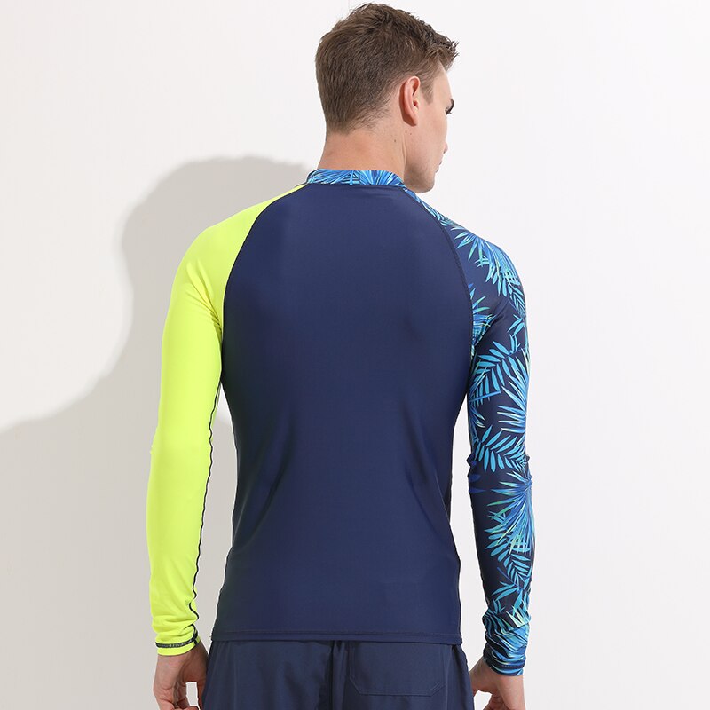 Heren rashguard top heren fitness lange mouwen rashguard t-shirt bodybuilding huid strak drogende tops zon uv badpak blouse print