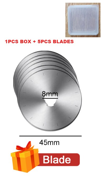 Leathercraft 45mm Rotary Cutter Leather Cutting Tool Leather Craft Fabric Circular Blade Knife DIY Patchwork Sewing Quilting: 5 PCS blades