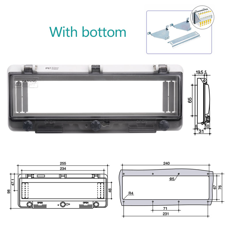 Transparent button protection window cover Waterproof window circuit breaker switch IP67 splash cover box: 13 With bottom