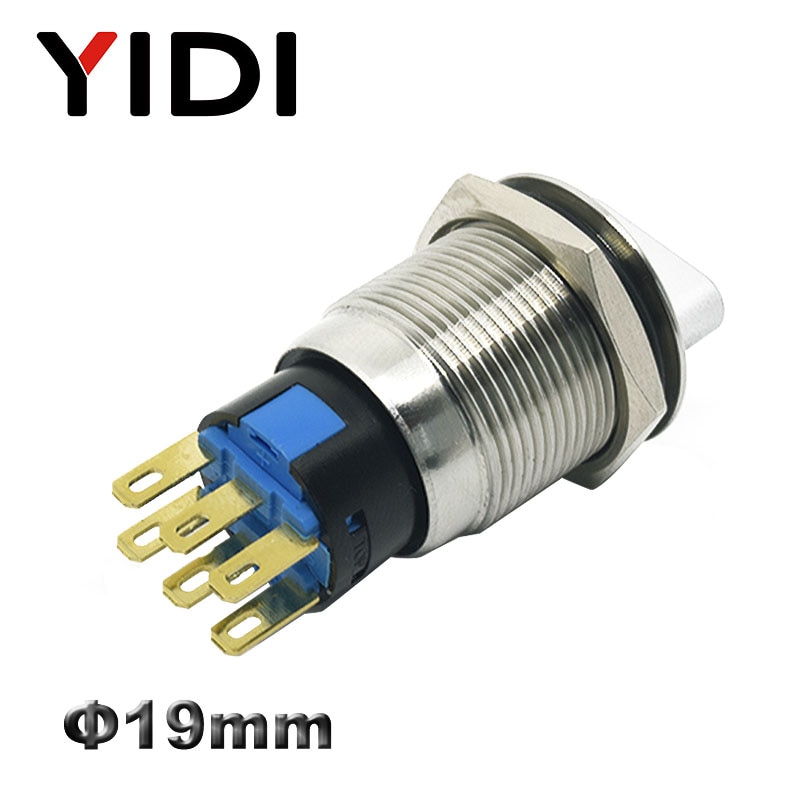 YIDI 19mm Metalen Selector Draaischakelaar 2 3 Positie drukknop 1no1nc 2no2nc dpst knop switch latching op off
