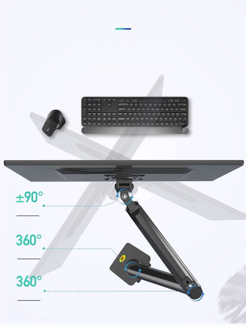 NB F100A Gas Spring Arm 22-35 inch Screen Desktop Monitor Holder 360 Rotate 3-12kgs Monitor Mount Arm with USB 3.0 Port