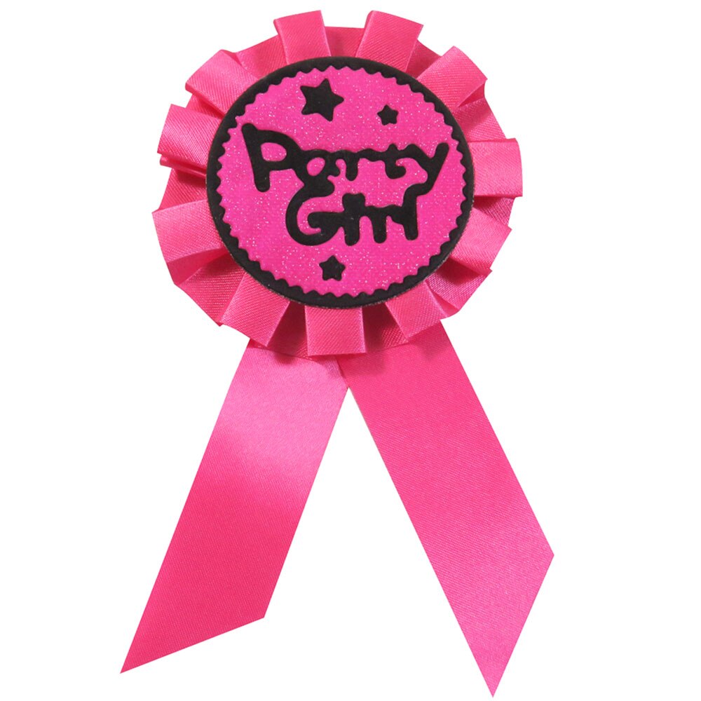 3pcs Pink ribbon badge pink glitter round button bachelorette party girl pin star bride to be hen party happy birthday 21 brooch: Hotpinkglitterpartyg