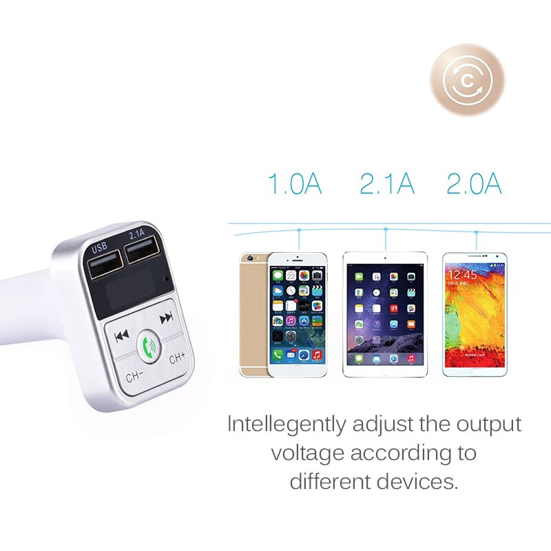 Draadloze Bluetooth Fm Auto Laders Zender Led Mp3 Player Charger 2 Usb Handsfree Car Kit Auto Accessoires