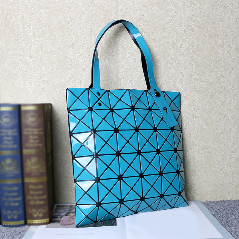 Bags Women Folding Totes Crossbody Bag Ladies Handbags Female Luminous Geometric Pattern Shoulder Messenger Purses: Lake Blue