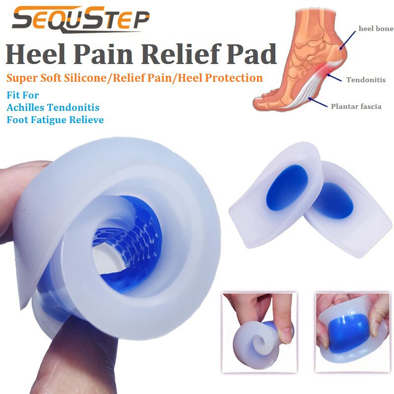 Soft Silicone Heel Pad Heel Pain Cushioning Foot Fatigue Relieve Achilles Tendonitis Heel Protector Inserts Shock Absorption Pad