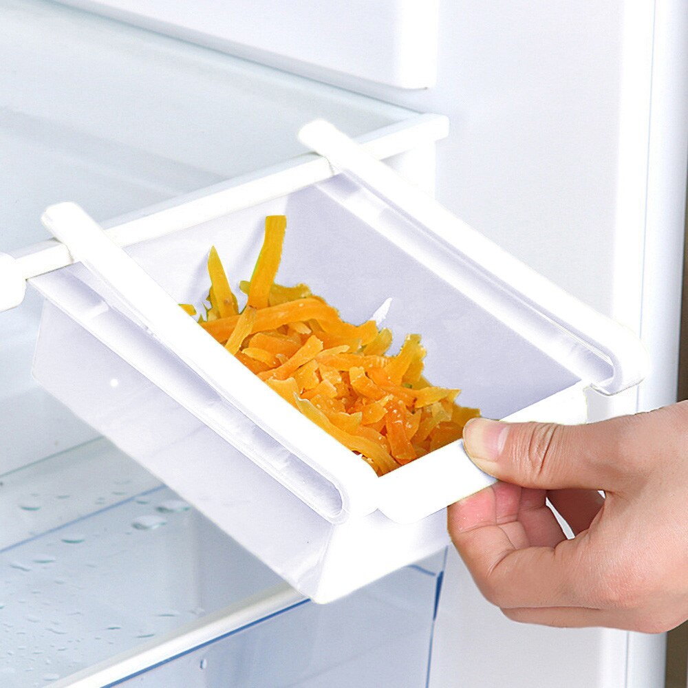 Thick Plastic Fridge Storage Box Tray Refrigerator Drawers Food Container Fruit Candy Desktop Space Saver Kitchen Organizer#J: White