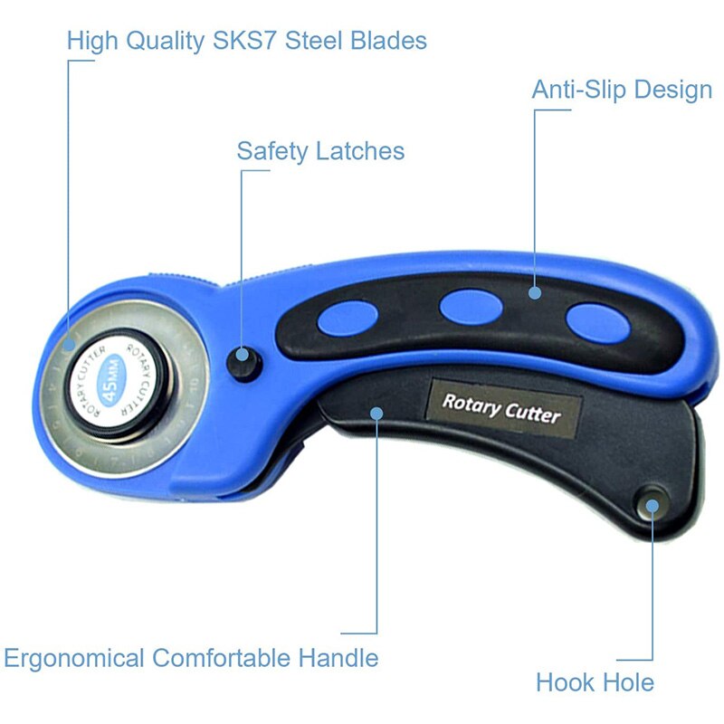 Cortador rotatorio de cuchillas de 45mm con 5 cuchillas rotativas de costura Manual tela de cuero corte de tela máquina de acolchar herramienta artesanal