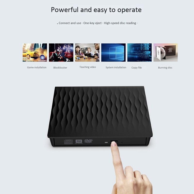 Lecteur CD DVD externe USB3.0 graveur CD DVD lecteur CD DVD Ultra-mince pour ordinateur portable Mac bureau Mac OS Windows10/ 8/7