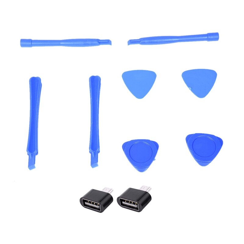 MOOL 1 Set Triple-Cornered Disassembly Screw Pry Repair Tool Kit &amp; 2Pcs Micro-USB Male To USB 2.0 OTG Adapter Converter