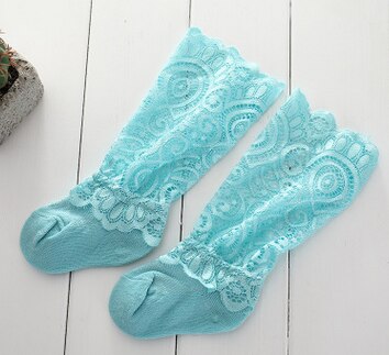 Pudcoco Schattige Baby Meisje Kinderen Kant Sokken Peuter Kids Knie Hoge Franje Kant 0-3Y: Blauw / S